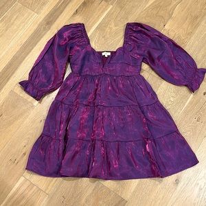 Small Entro Purple Metallic Dress with 3/4 Sleeve